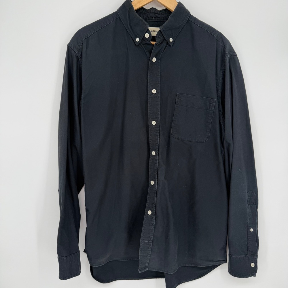 Taylor Stitch Button Down Shirt Mens Quiet Luxury Cotton Canvas Black Size 46